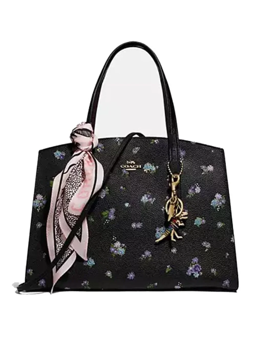 Coach Charlie Carryall Floral Print Bag Large Shoulder Handbag Black Purse NEW